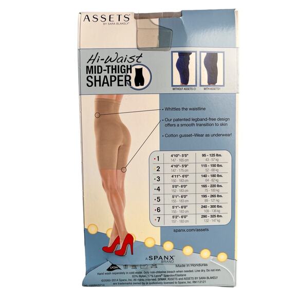 Assets by Sarah Blakely Spanx Nude Hi Waist Mid Thigh Shaper Sz 4 165-240 Lb. - Picture 4 of 4